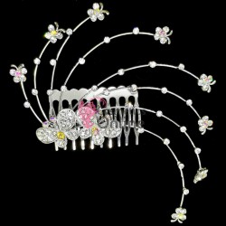 Accesoriu modern pentru decor par CA015GG Argintiu cu cristale 